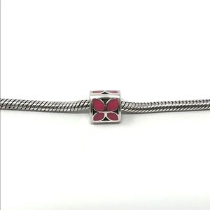Pandora Pink Enamel Flower Block Charm